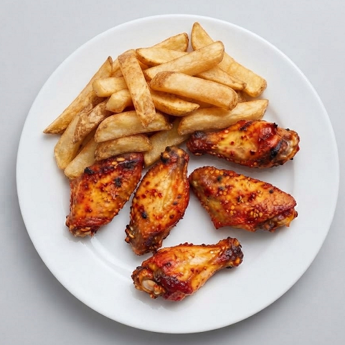 4pcs Crispy Hot Wings & Chips 