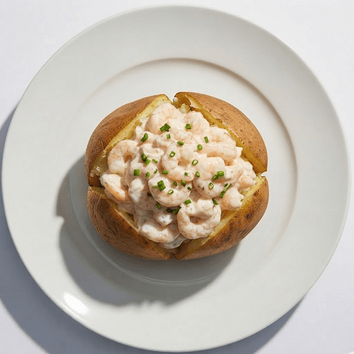 Baked Potato With Prawns 