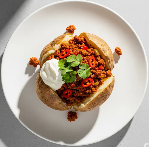 Baked Potato With Lightly Spicy Mince 