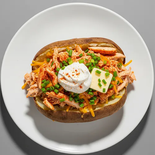Baked Potato With Delicately Spicy Chicken 