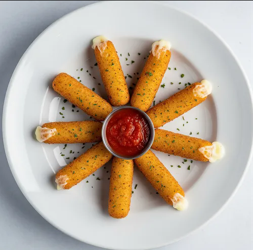Mozzarella Sticks Topped With Cheese 